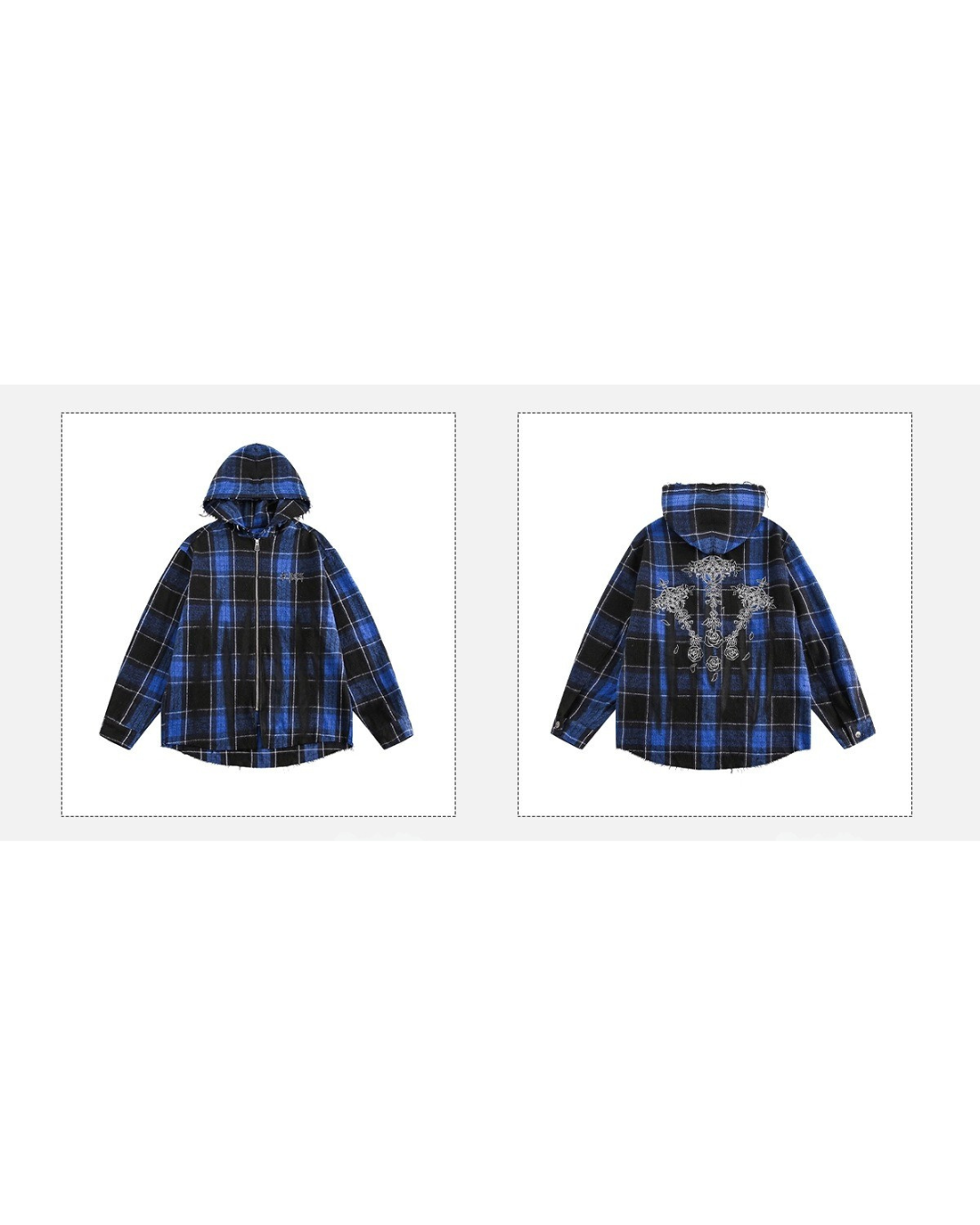 Plaid Zip Hood Jacket-Shirt