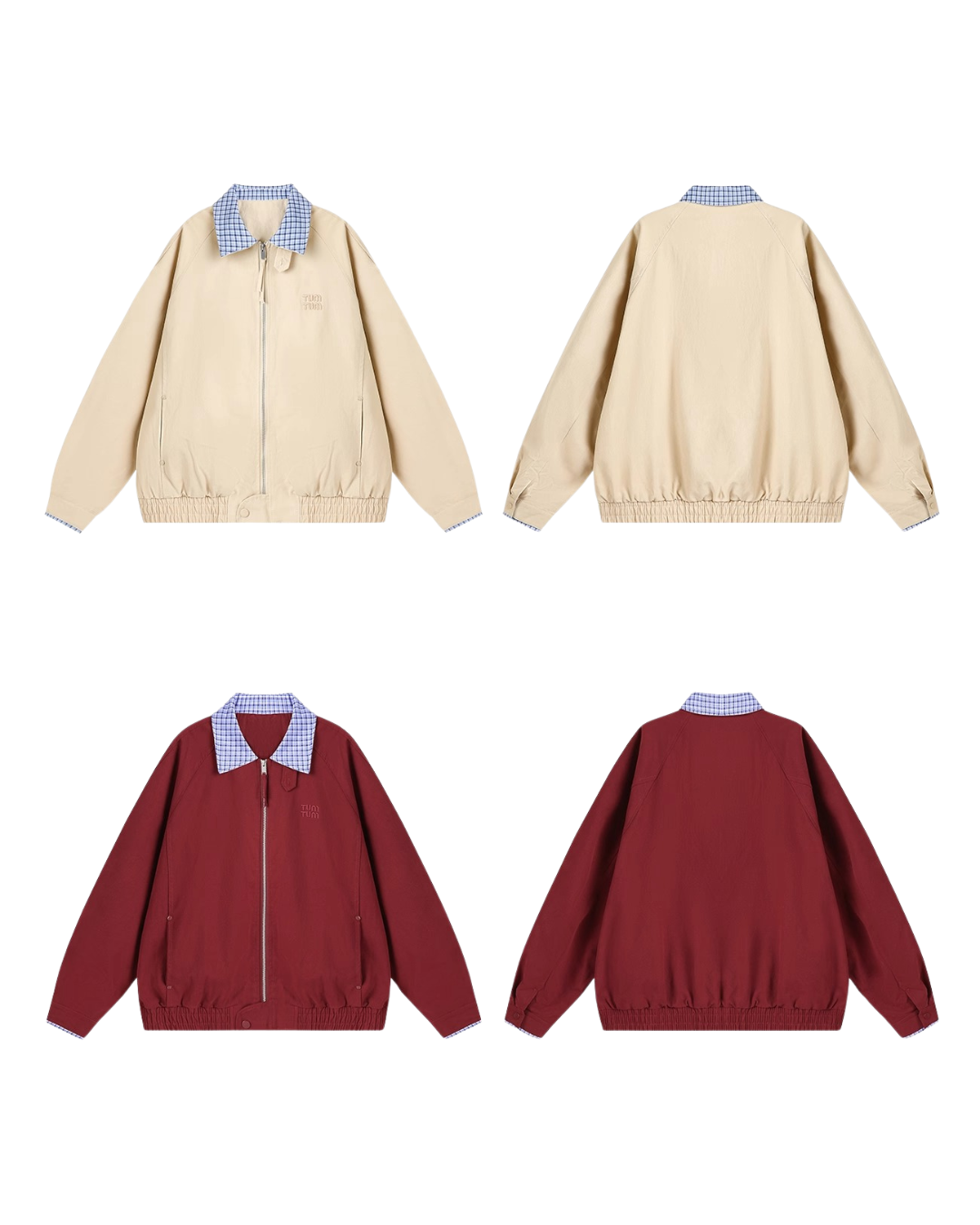 Contrast Collar Zip Blouson