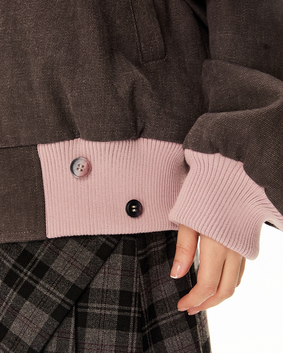 Two-Tone Collar Button Jacket