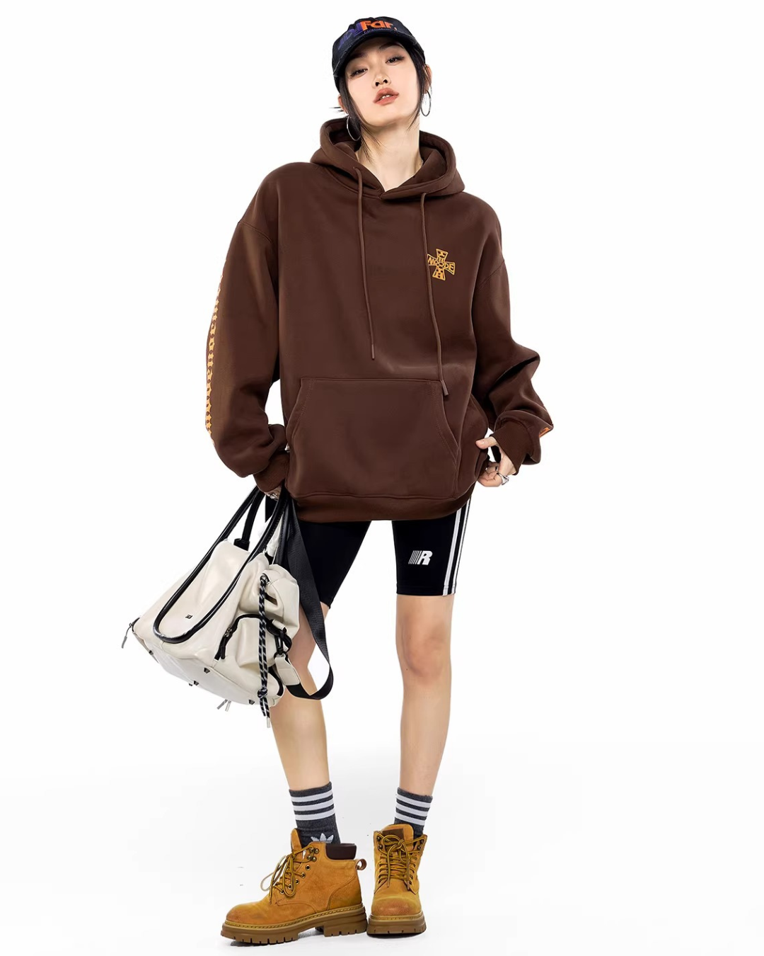 Sleeve Script Graphic Oversized Hoodie