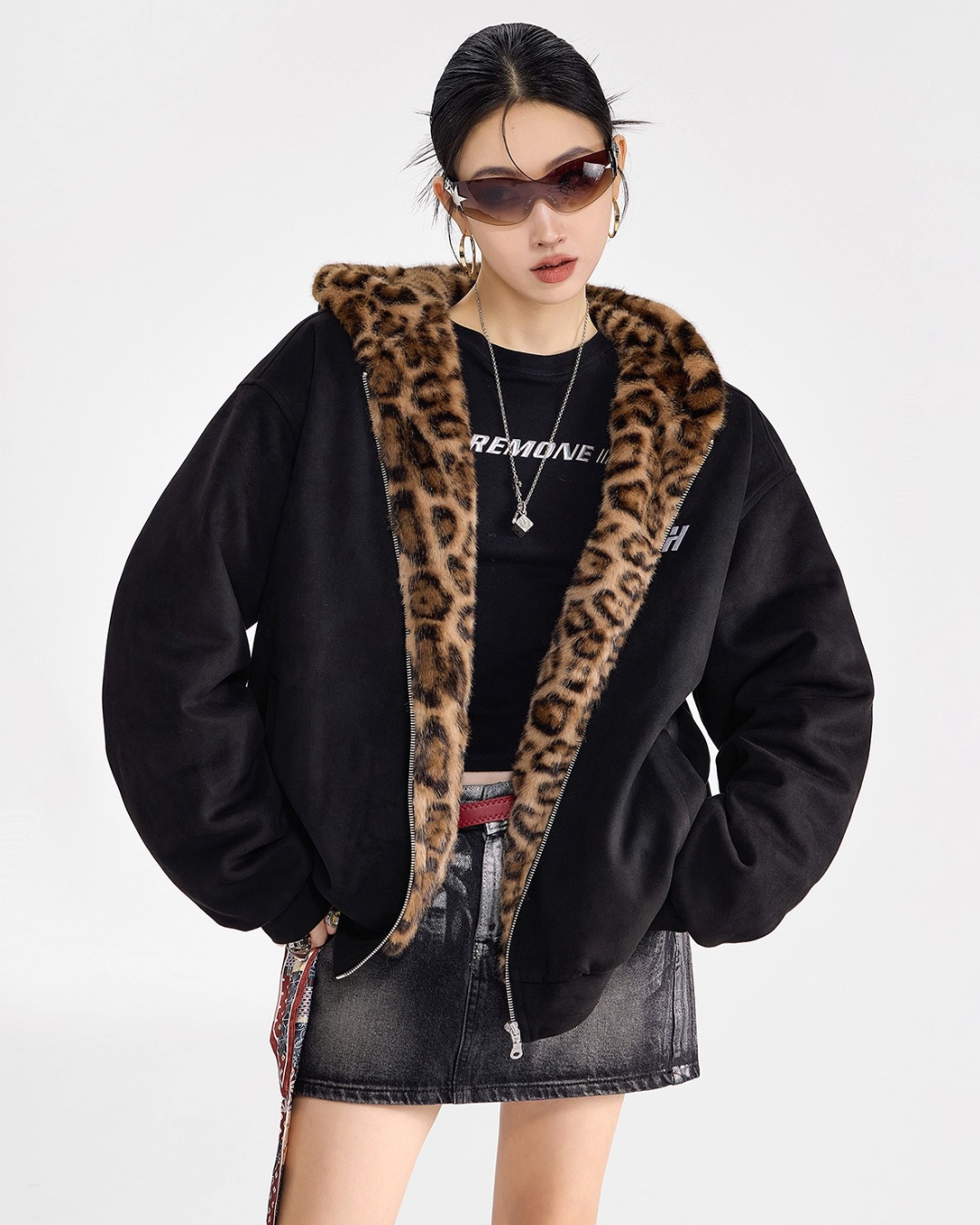 Leopard Lined Teddy Hoodie