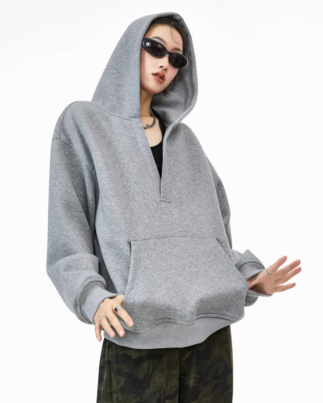 Deep V Sweat Hoodie