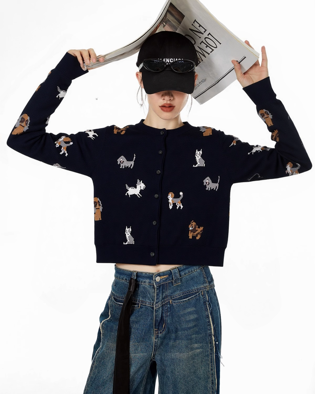 Puppy Graphic Cardigan