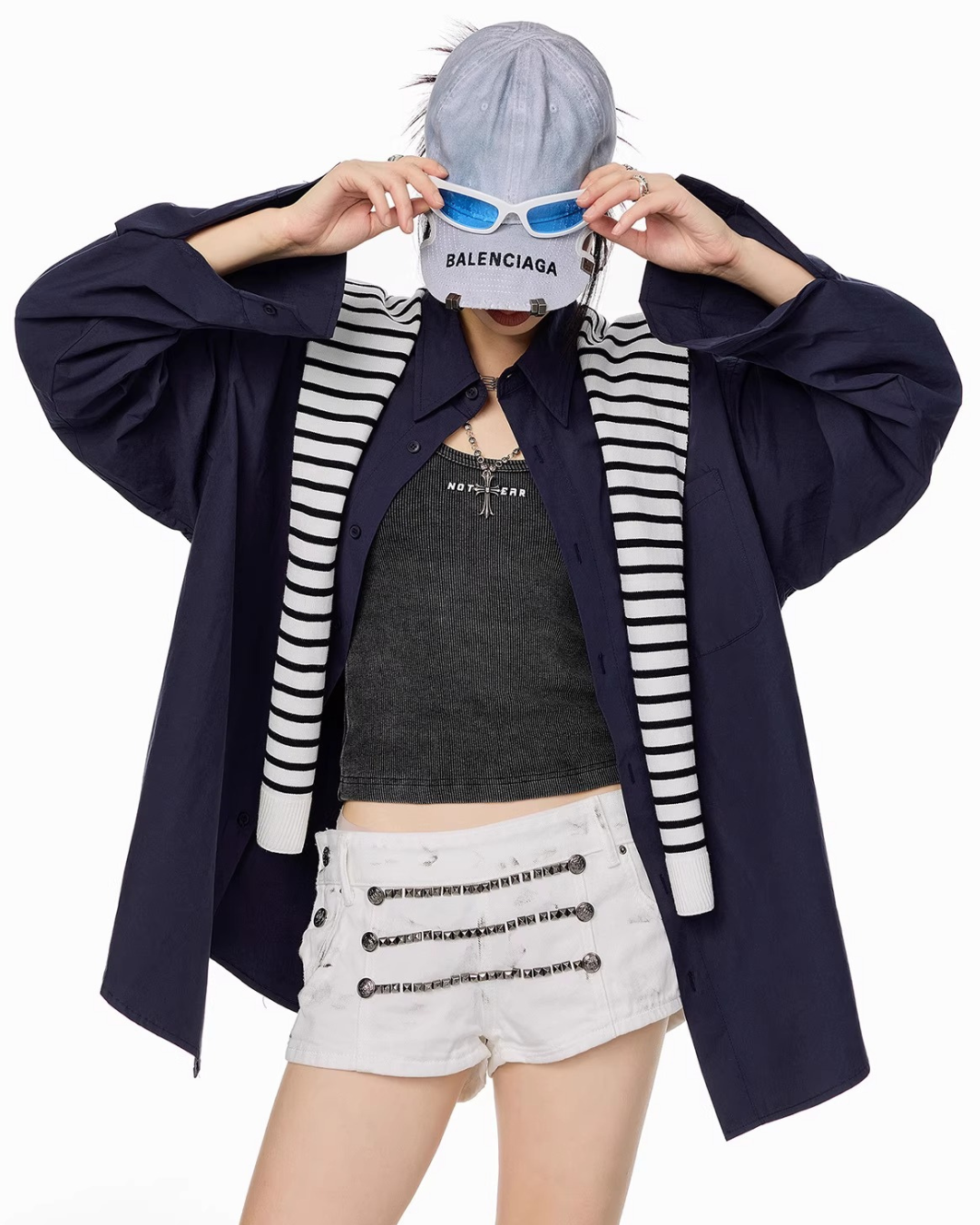 Scarf Set Oversized Shirt