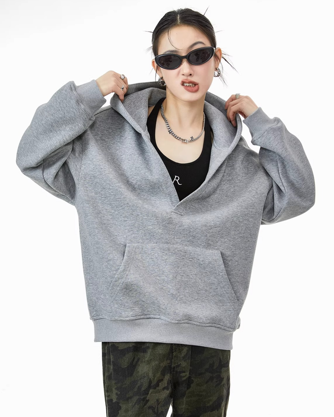 Deep V Sweat Hoodie