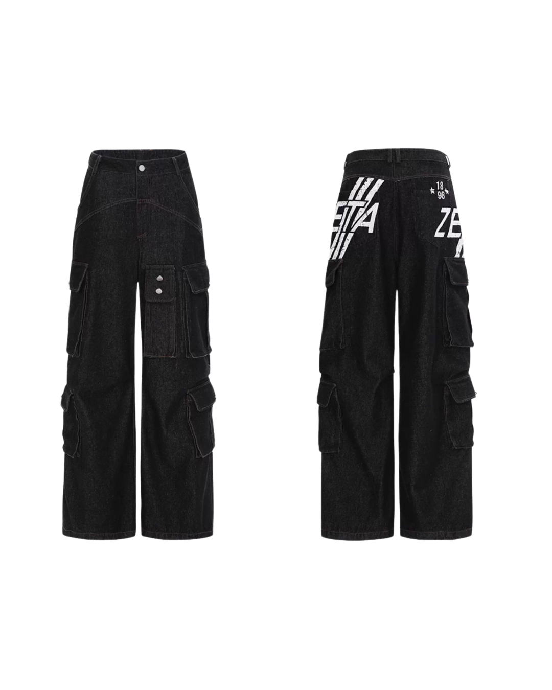 Edgy Wide Straight Cargo Jeans