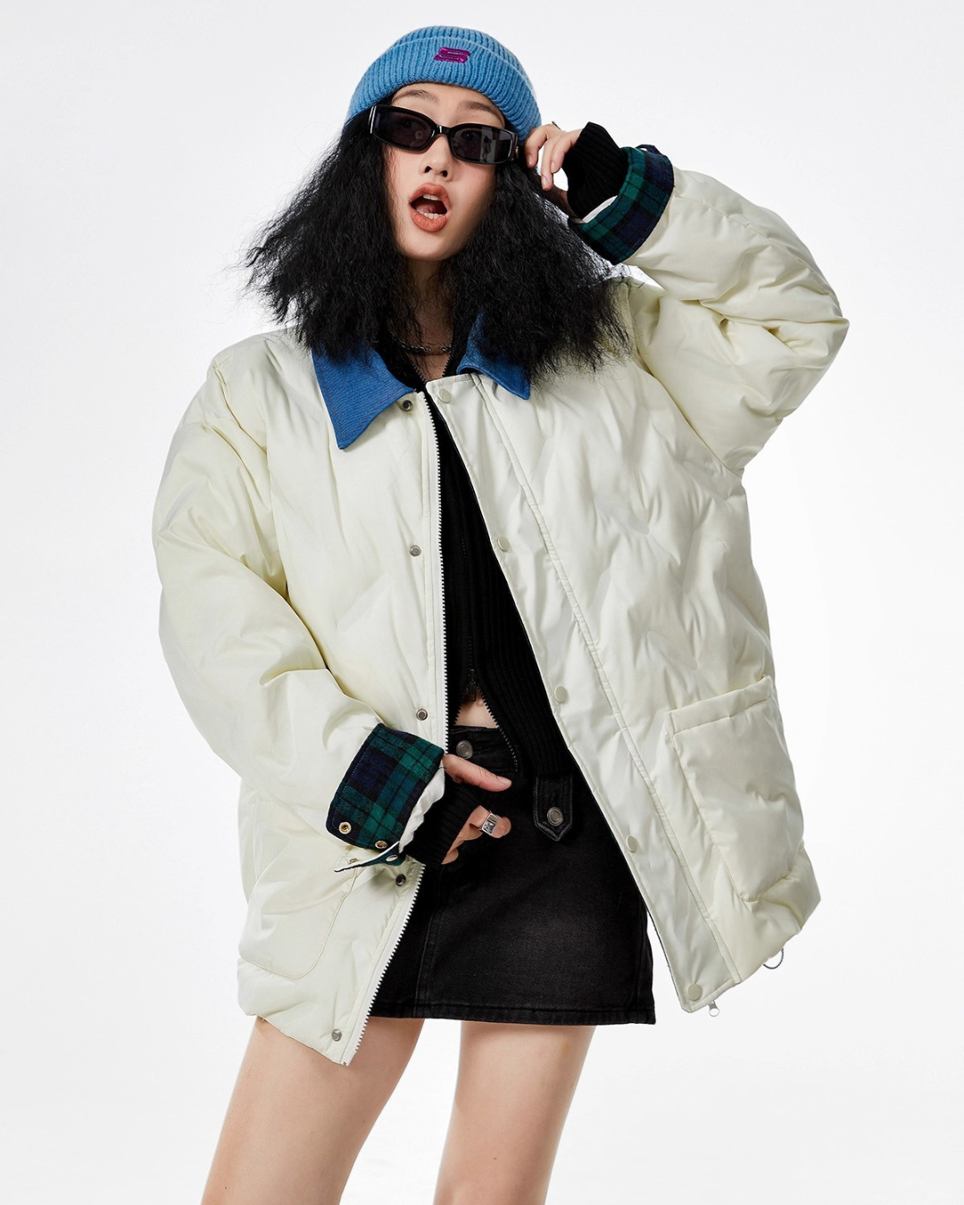 Contrast Collar Padded Jacket