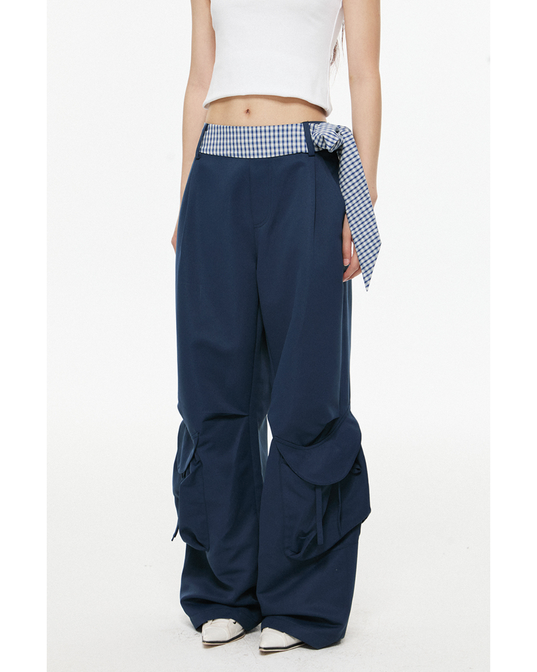 Tie Belt Baggy Cargo Pants