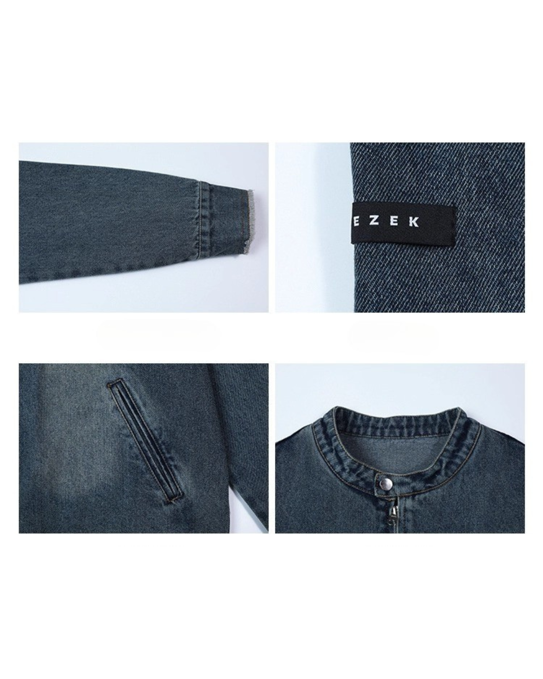 Washed Denim Stand-Neck Jacket