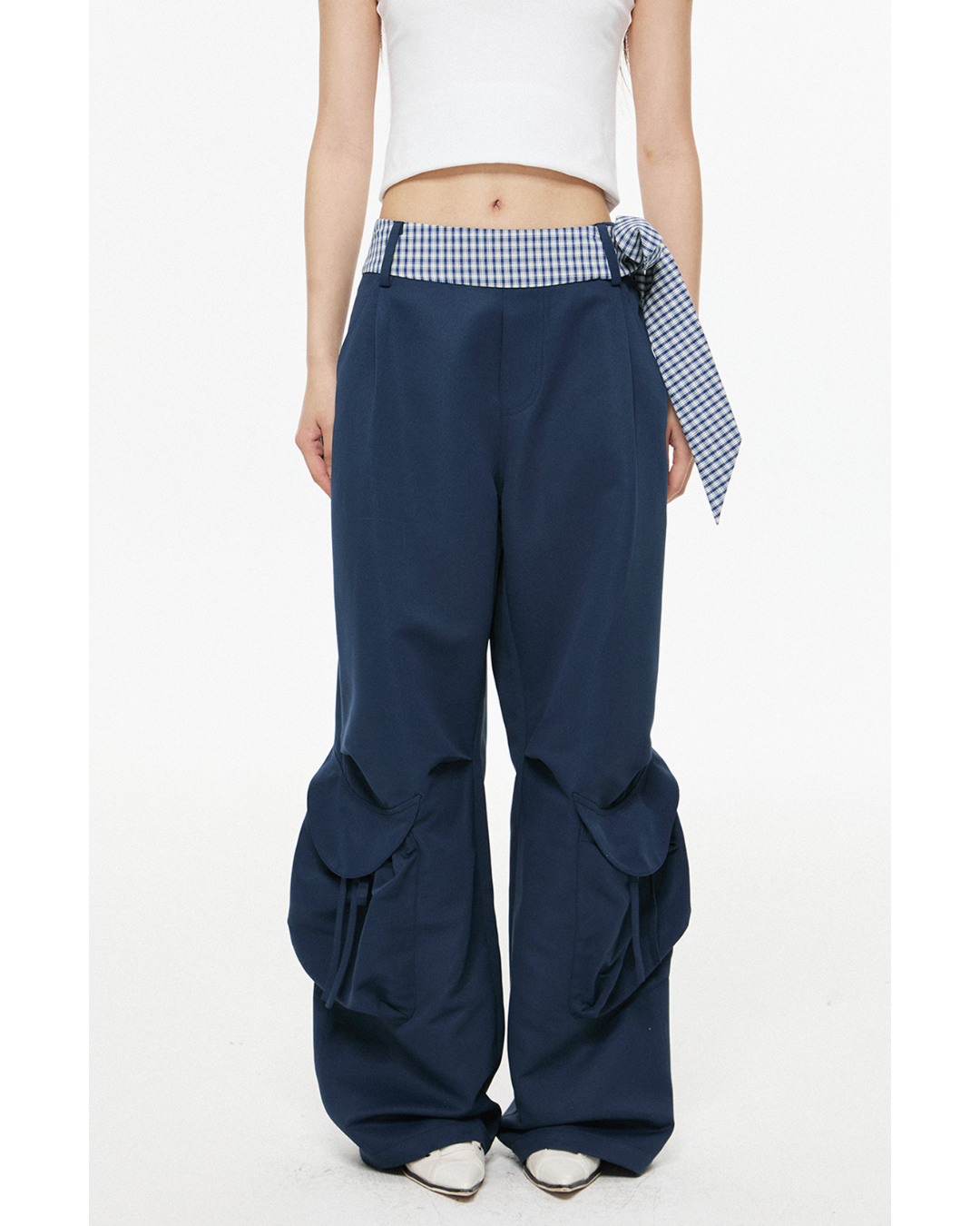 Tie Belt Baggy Cargo Pants