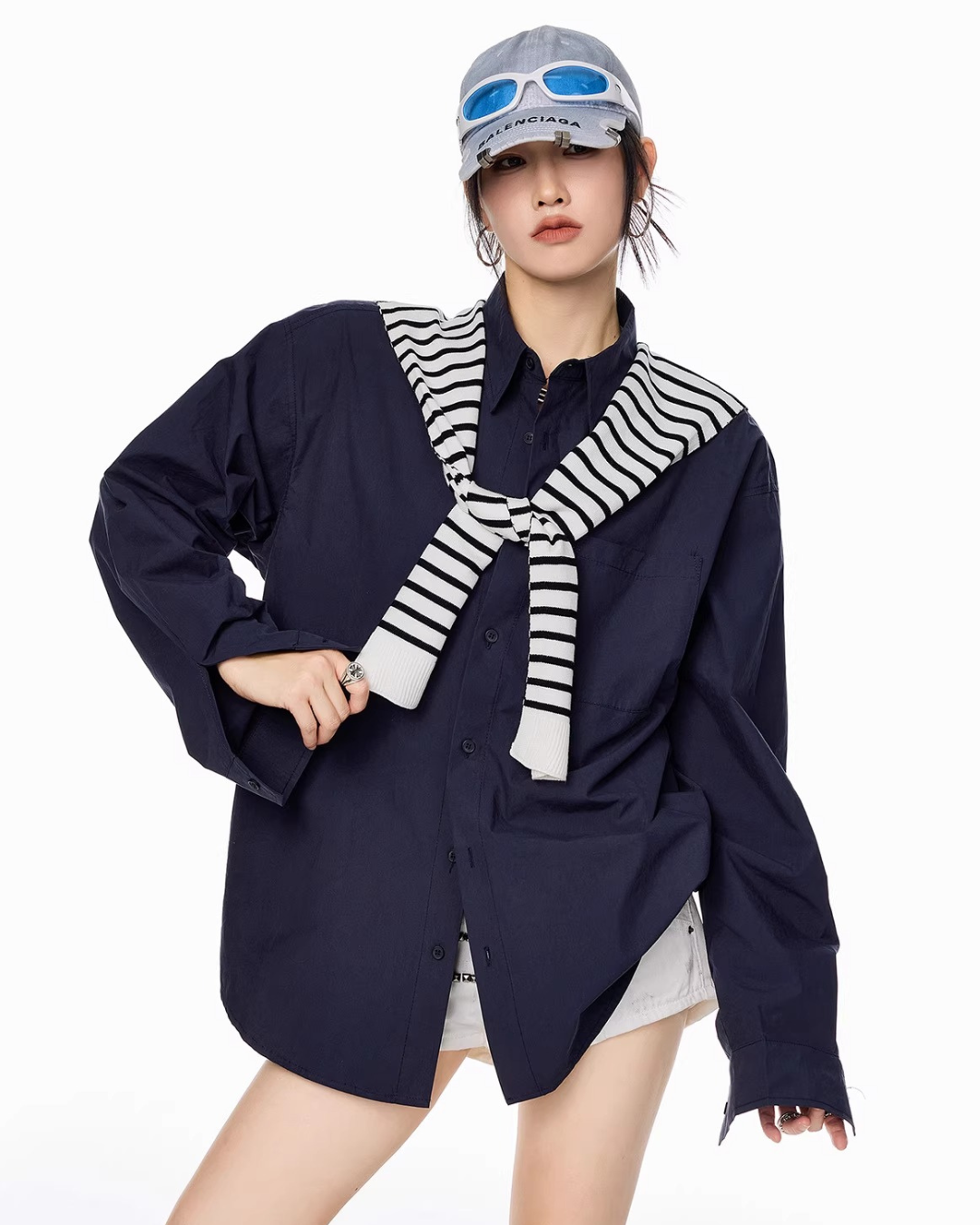 Scarf Set Oversized Shirt