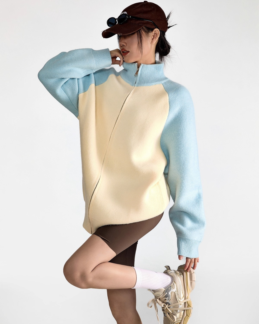 Few Contrast Zip Knit Jacket