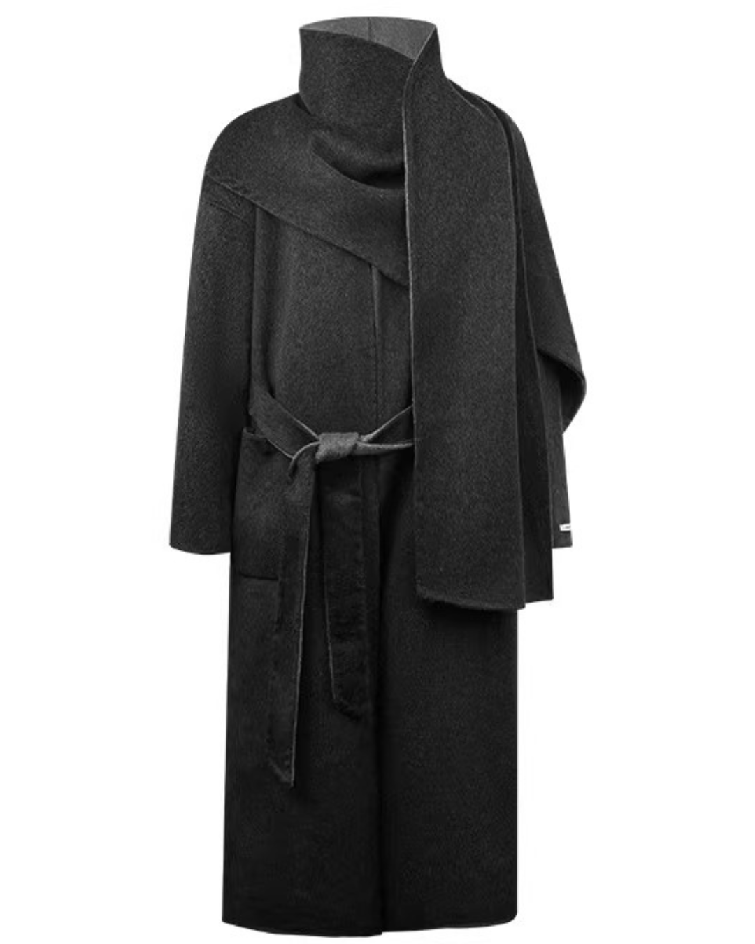 Contrast Edge Wool Belted Coat