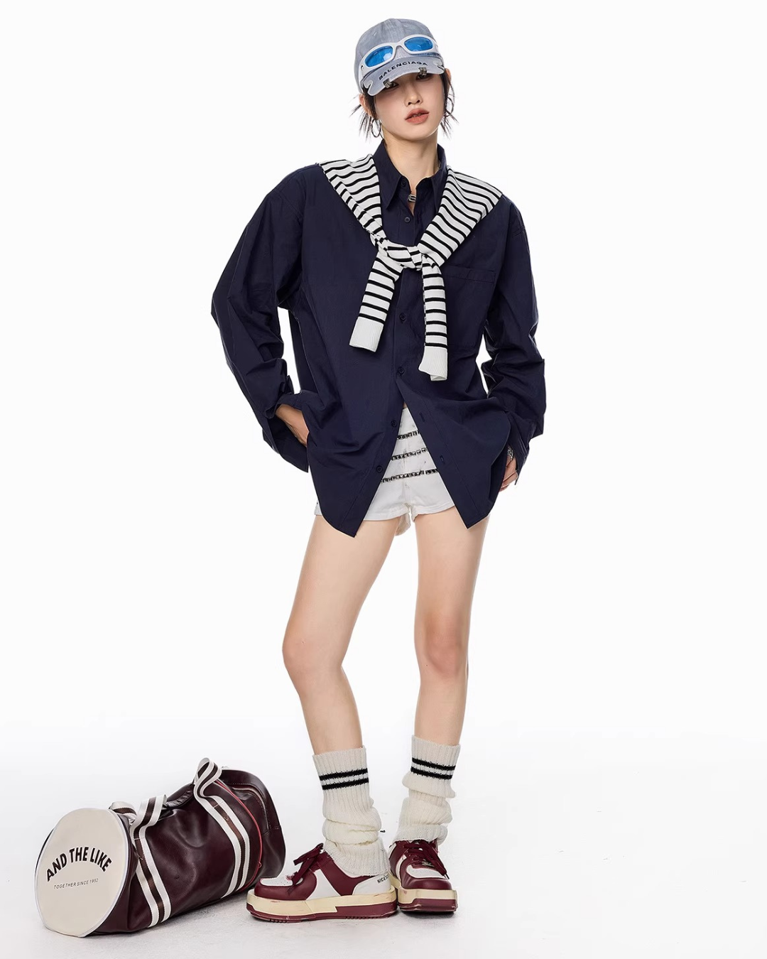 Scarf Set Oversized Shirt