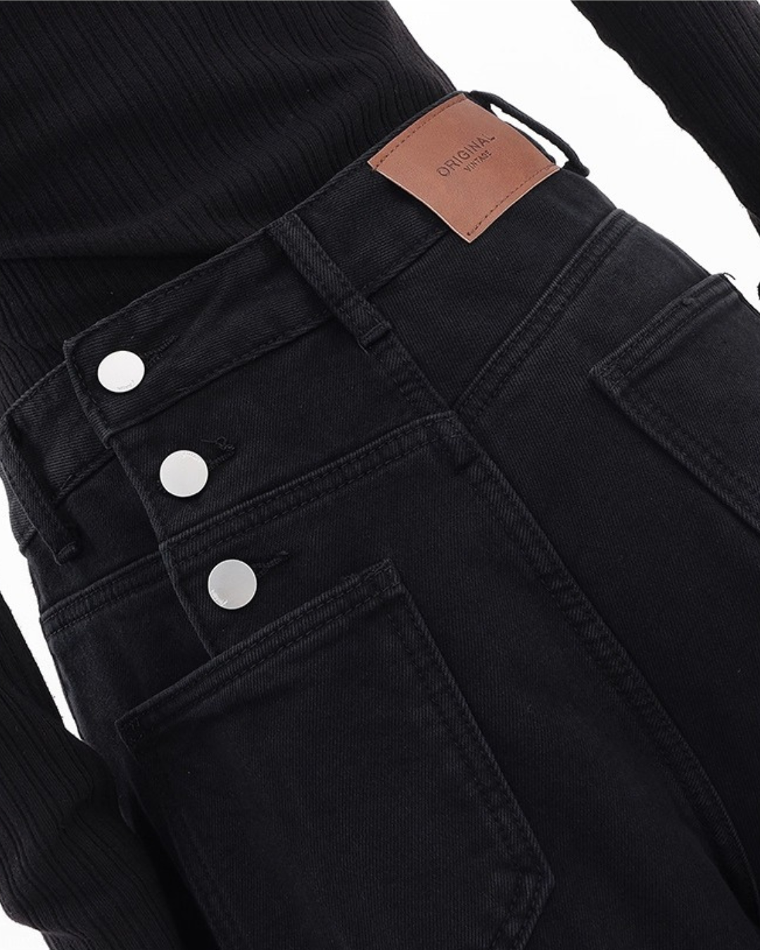 Triple Button Wide Jeans