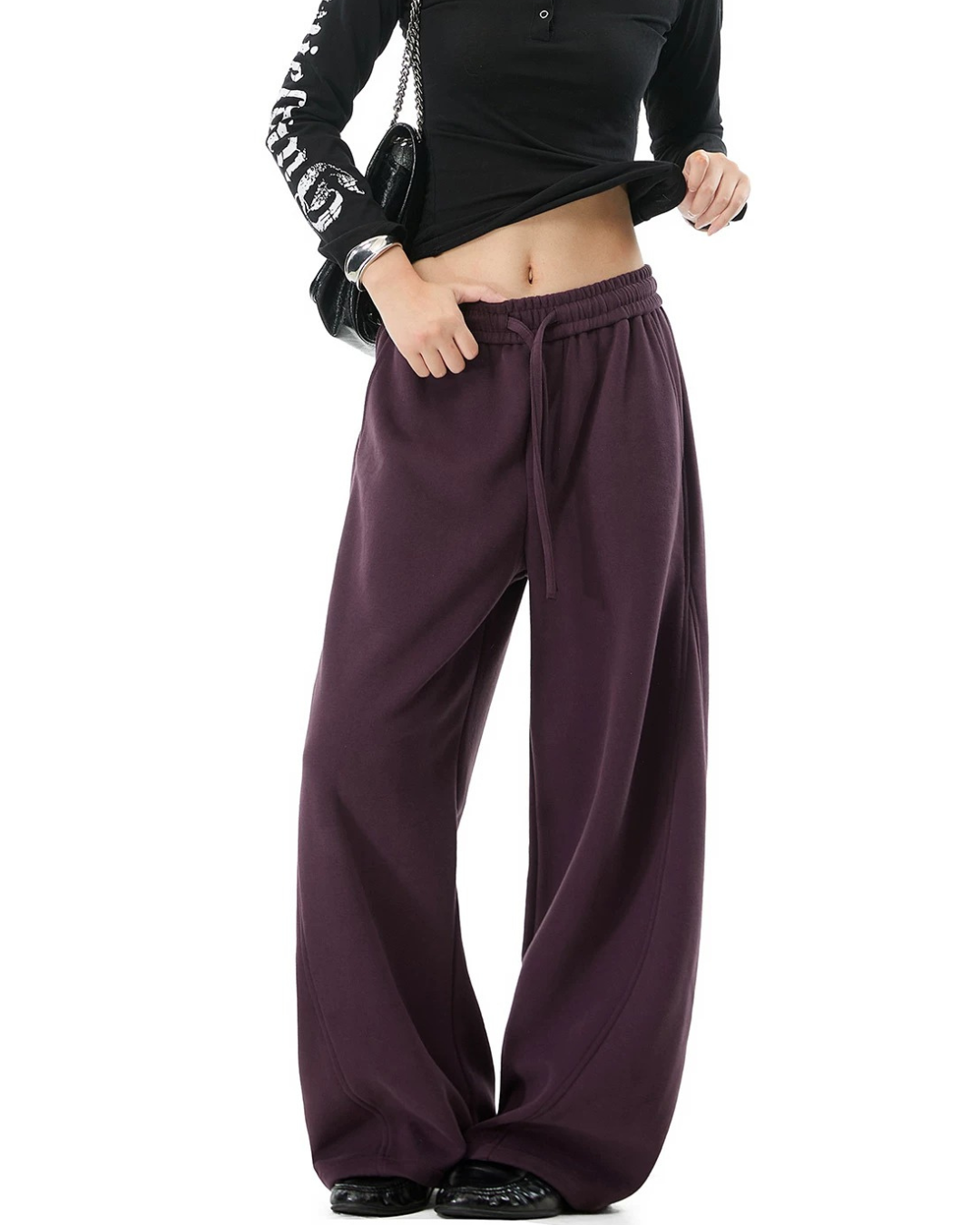 Draped Wide Fit Sweat Trousers