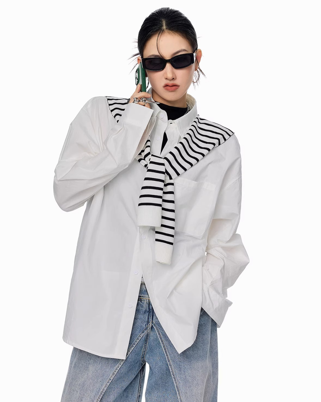 Scarf Set Oversized Shirt