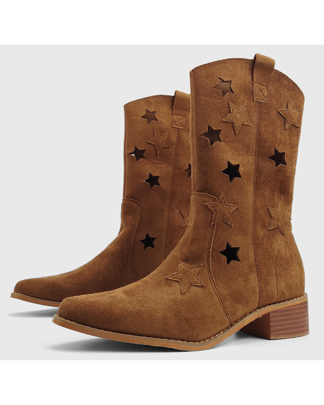 Star Cut Suede Western Boots[Brown]