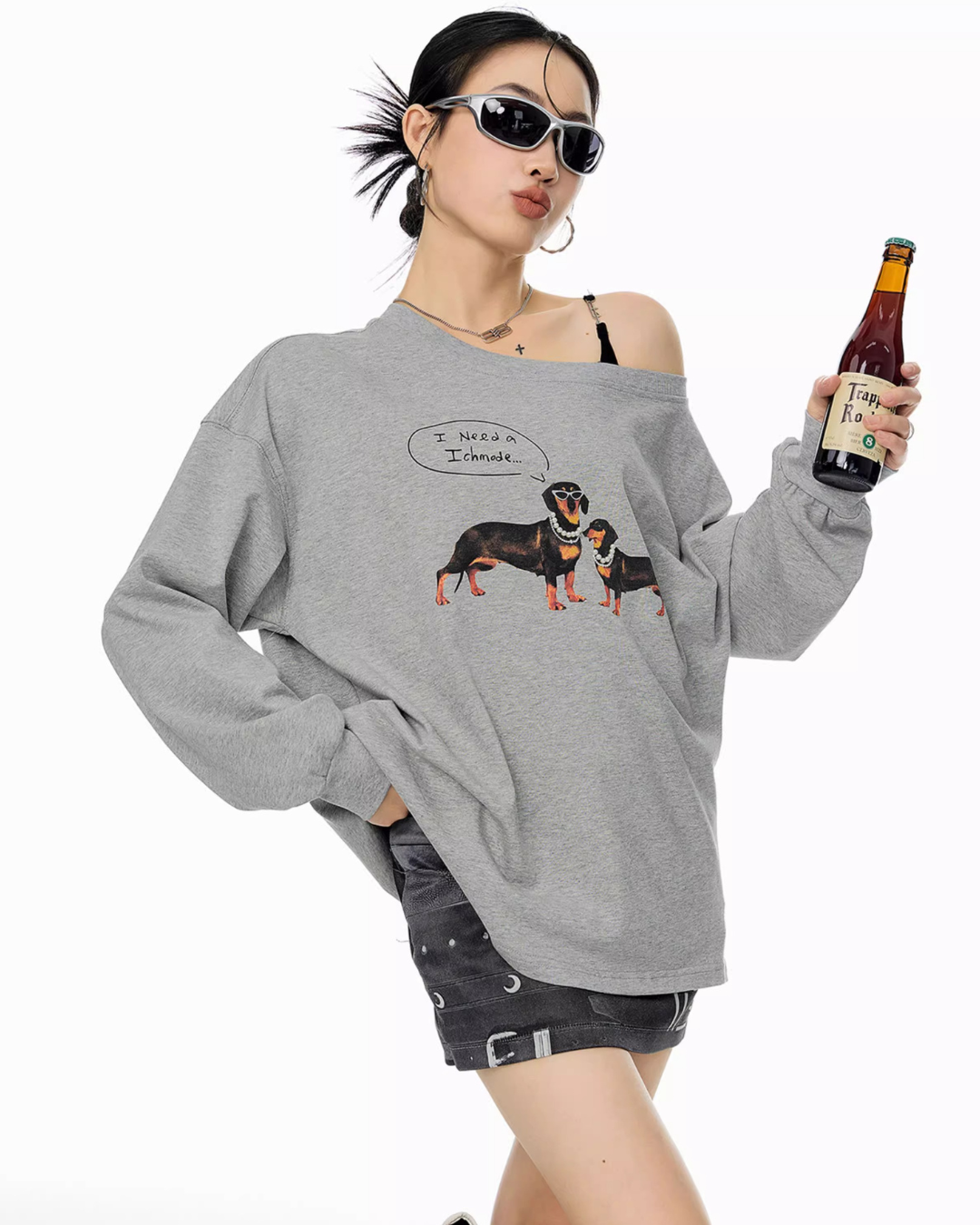 Dachshund Print Long Sleeve Tee