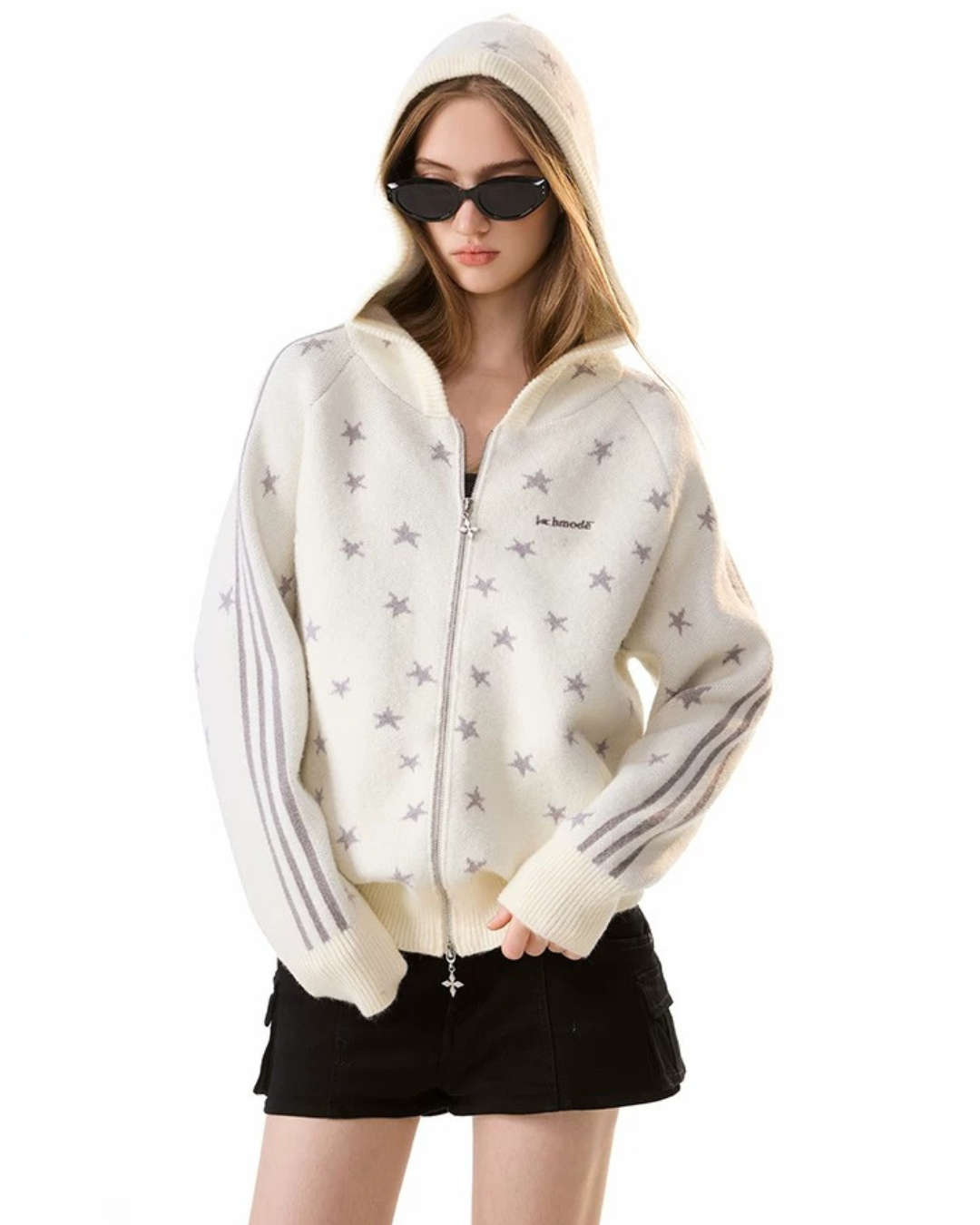 Star Jacquard Zip-Up Hoodie