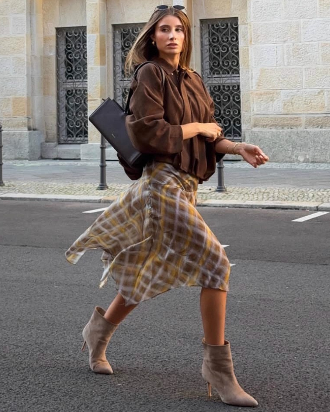 Drift Check Midi Skirt