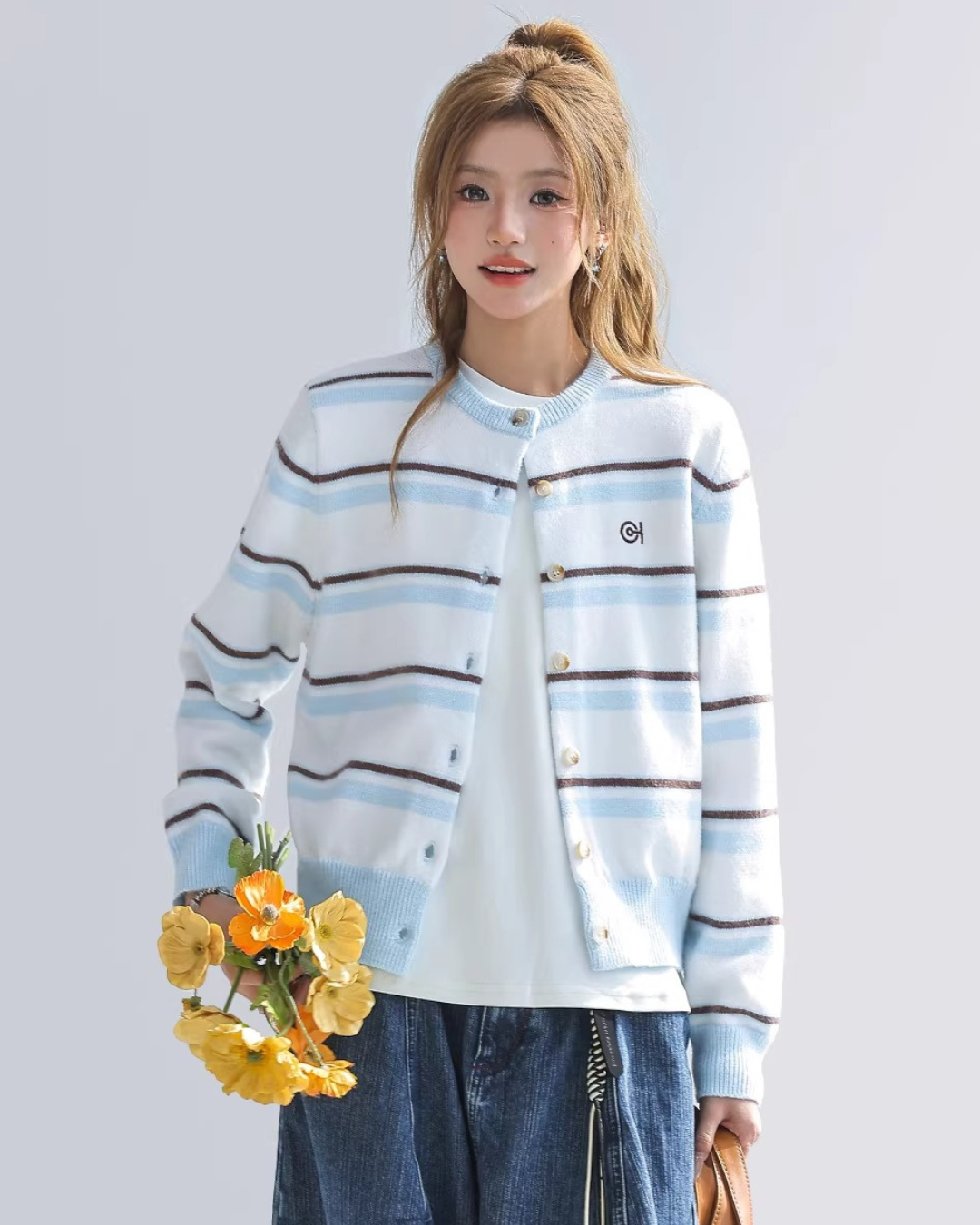 French Chic Striped Button-Up