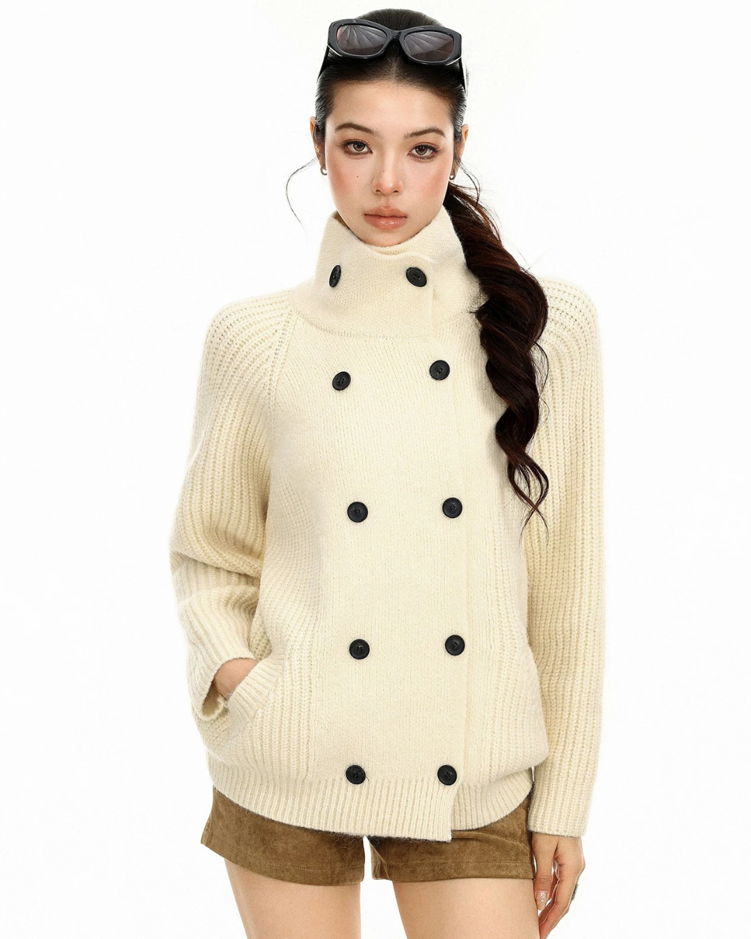 Double Breasted Knit Coat