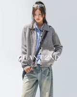 Heather Grey Dot Knit Shirt Jacket