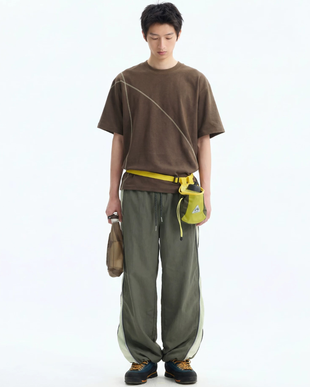 Mesh Panel Side Insert Wide Nylon Pants