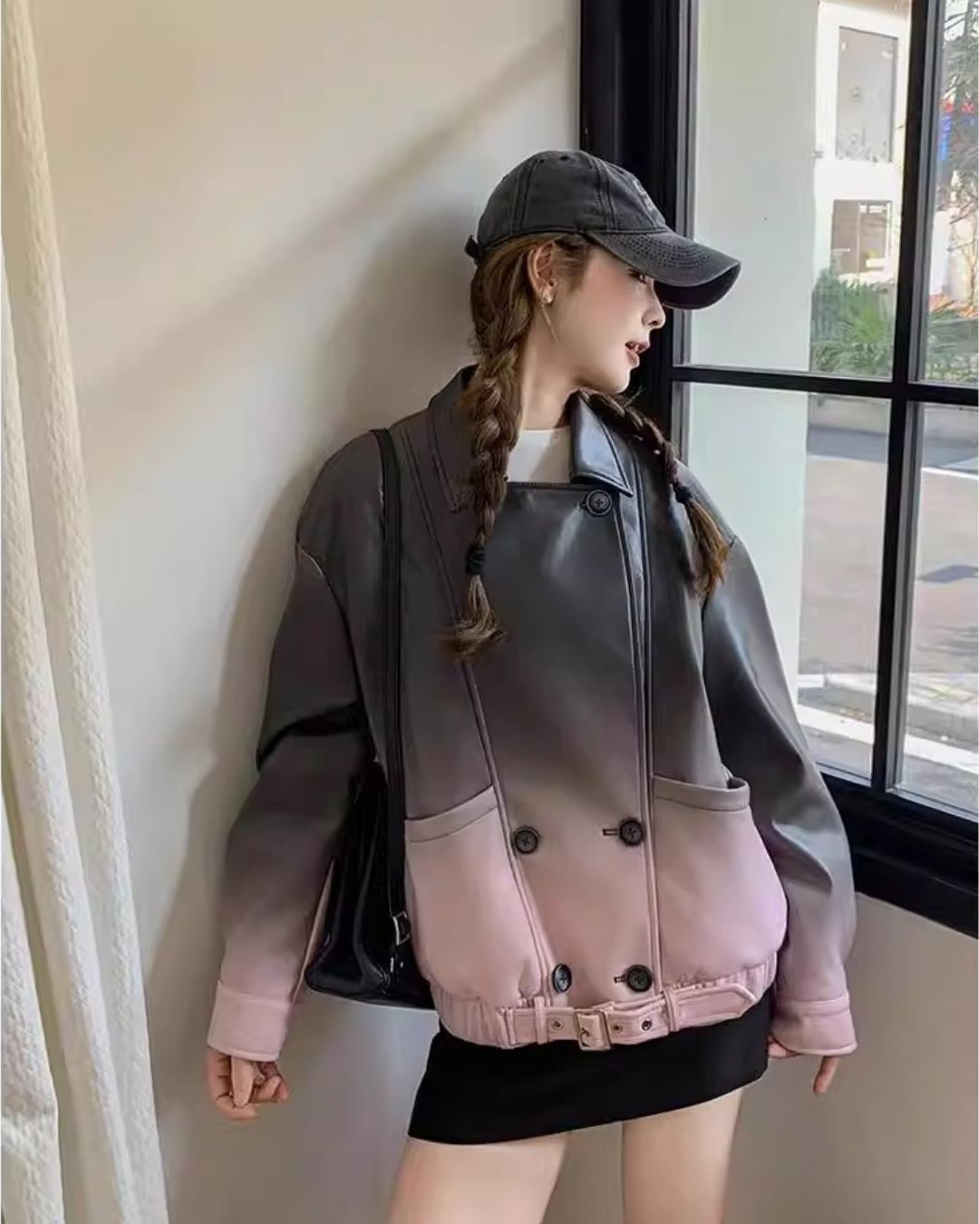 Gradient Vegan Leather Light Jacket