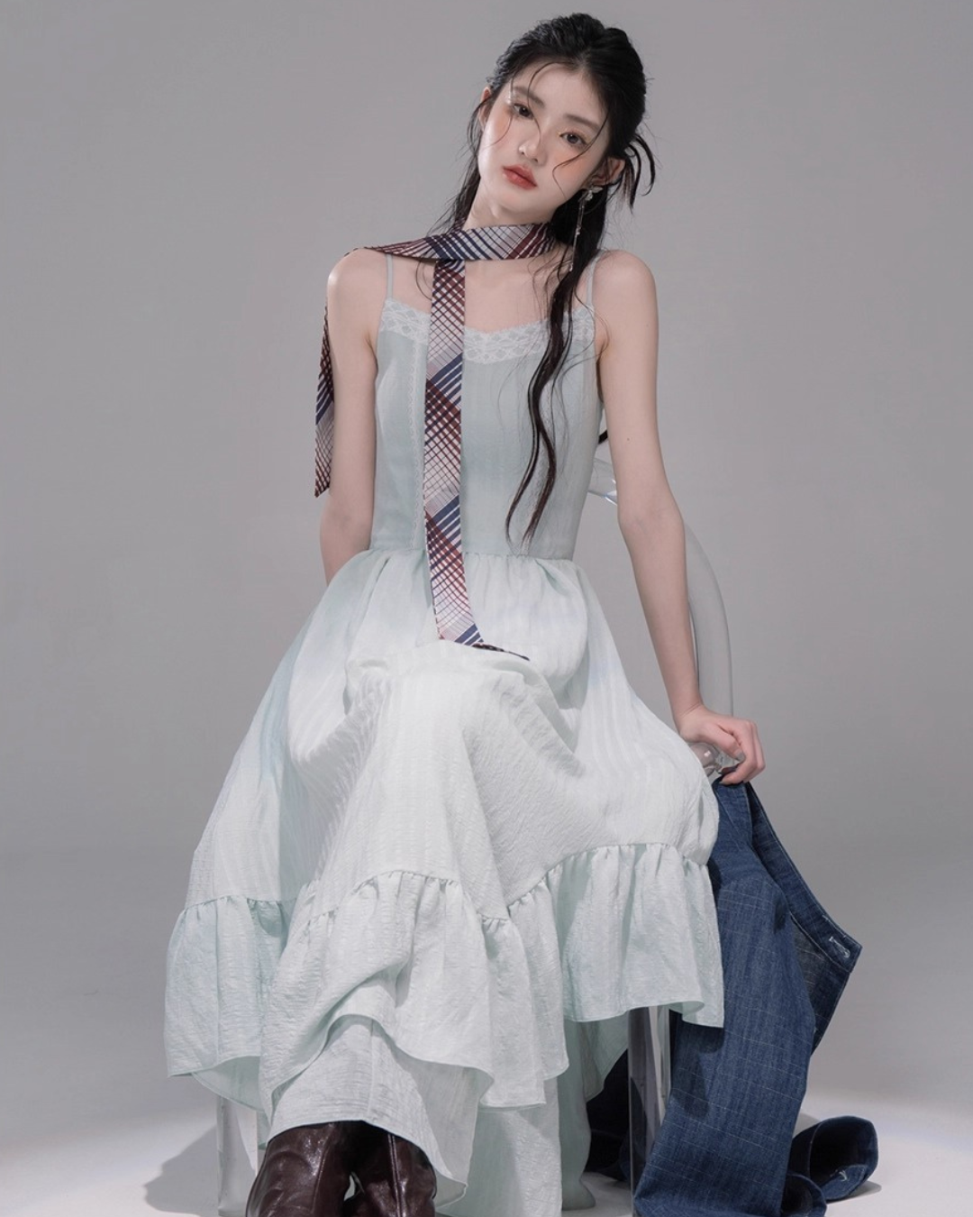 Ruffle Hem Sleeveless Maxi Dress