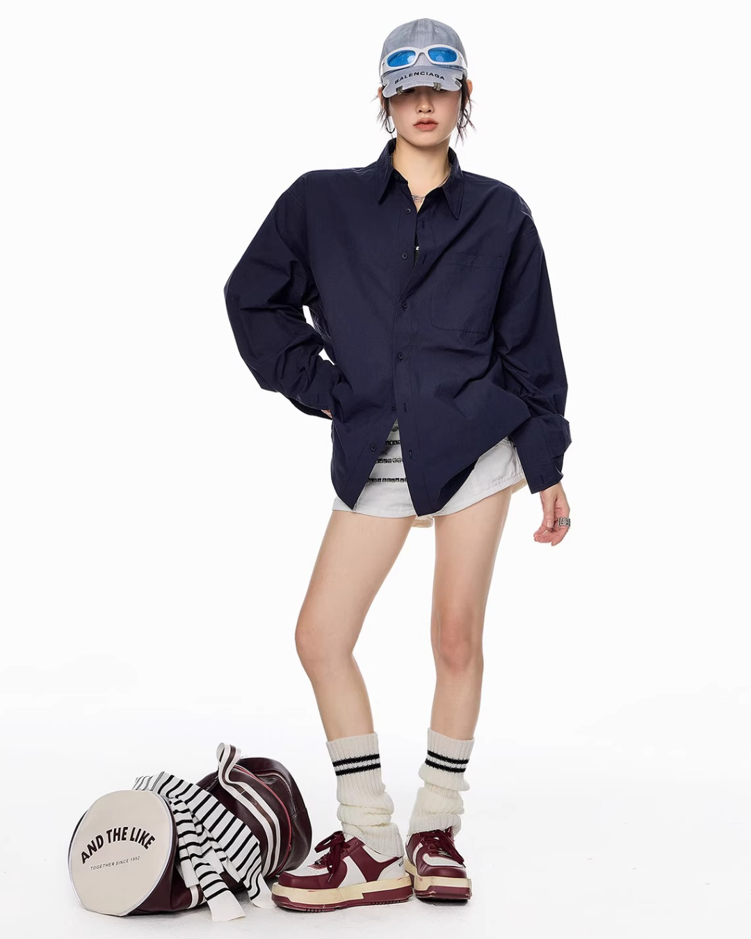 Scarf Set Oversized Shirt