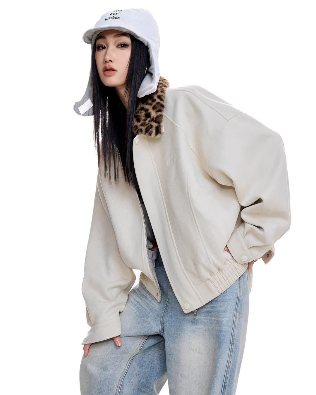 Leopard Collar Suede Jacket