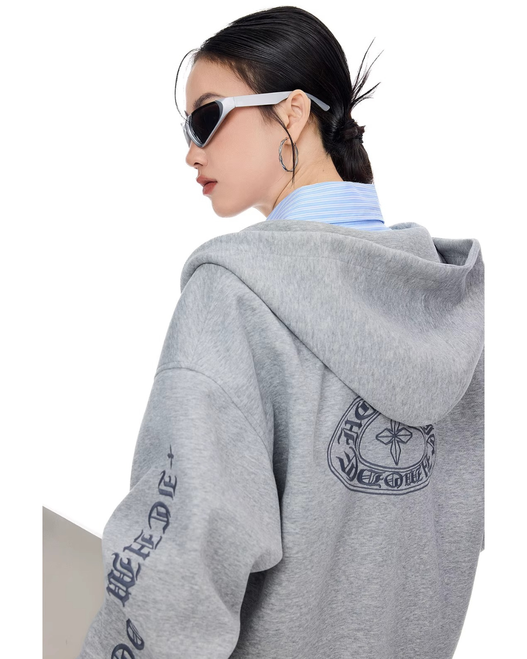 Bold Lettering Zip Hoodie