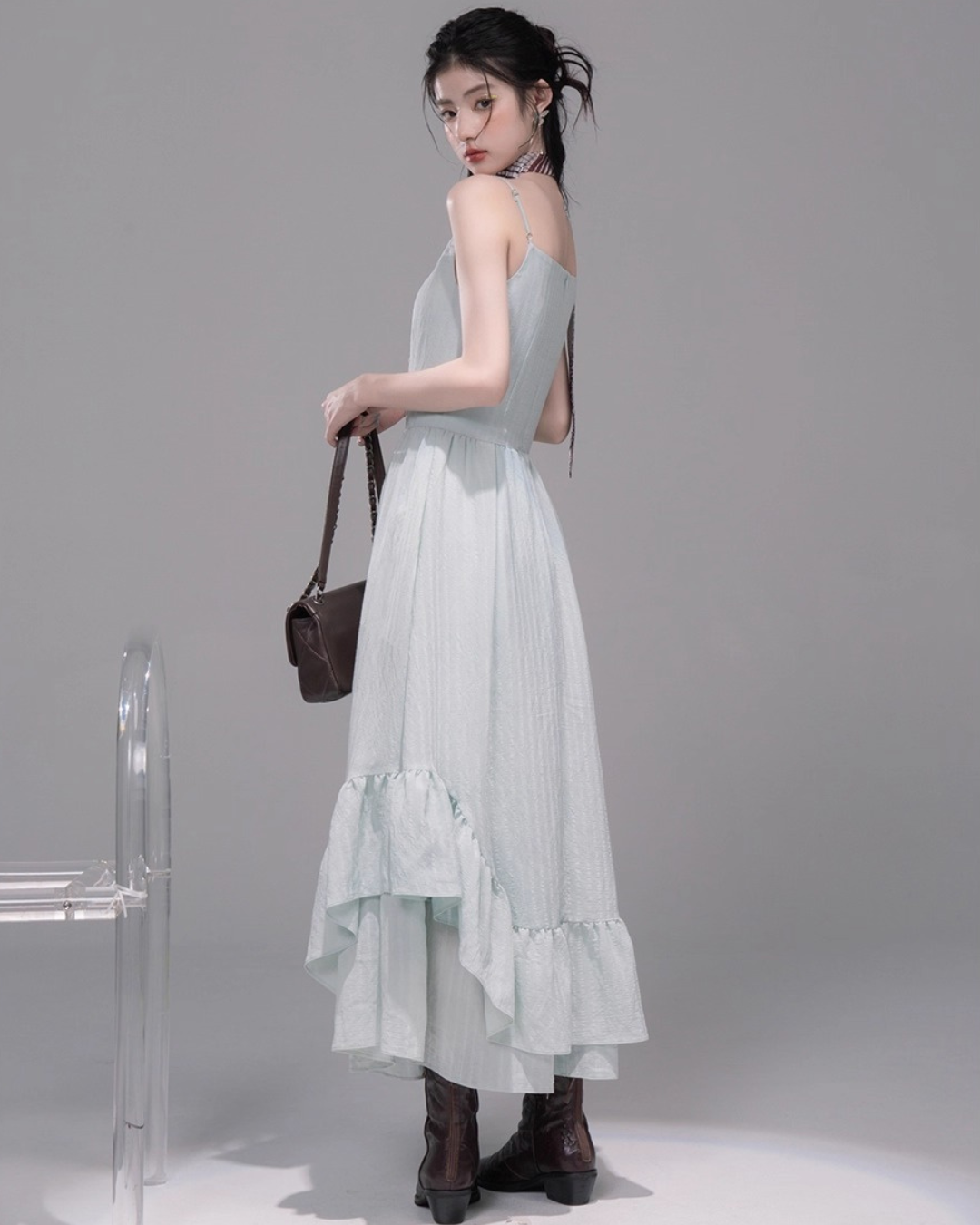 Ruffle Hem Sleeveless Maxi Dress