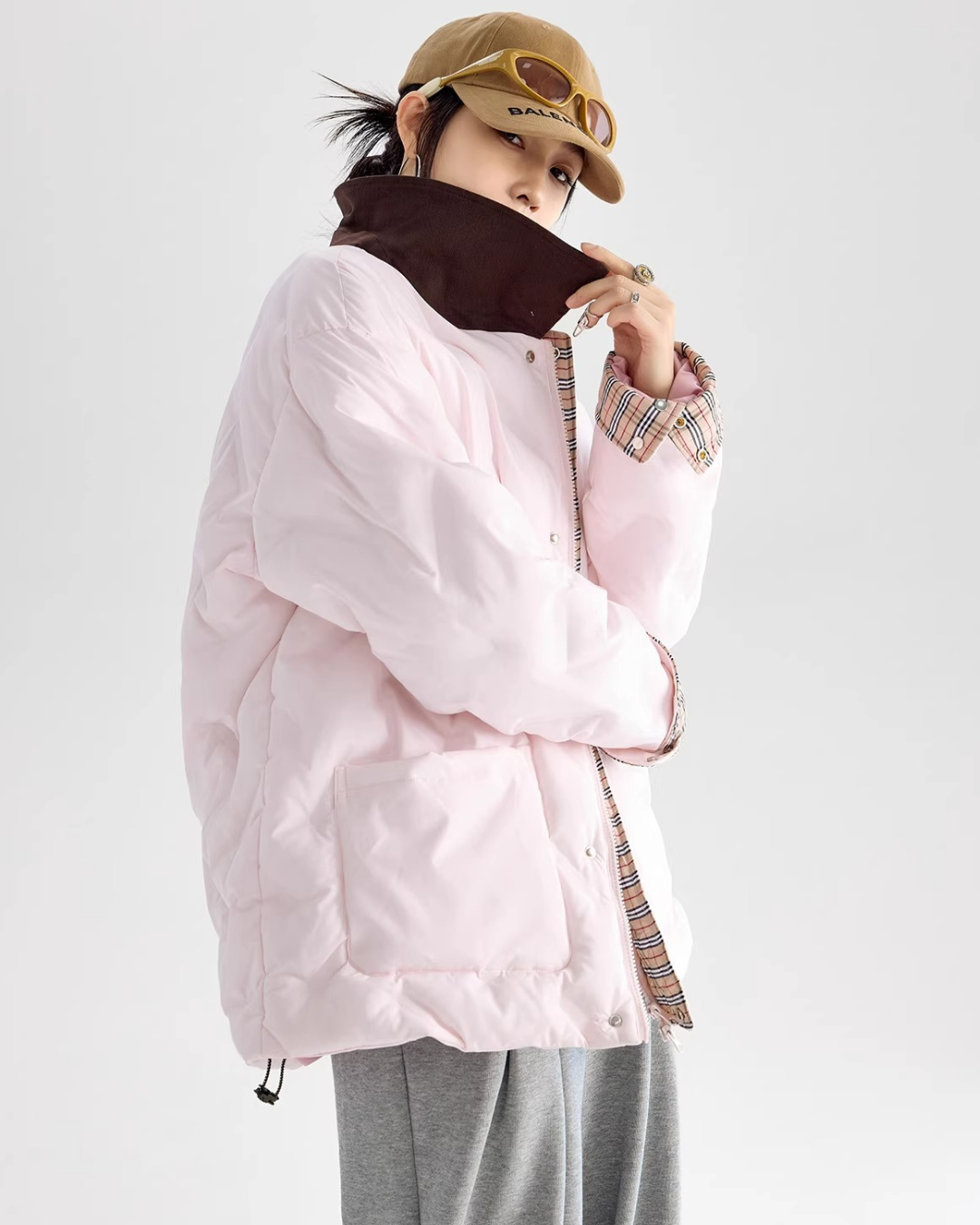 Contrast Collar Padded Jacket