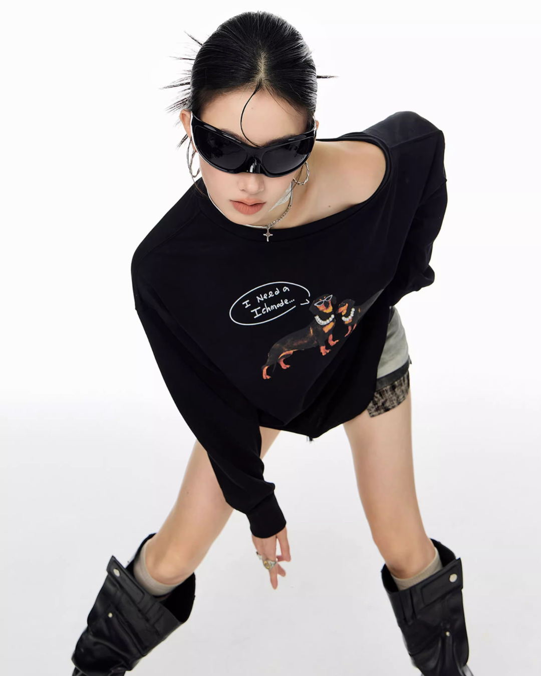 Dachshund Print Long Sleeve Tee