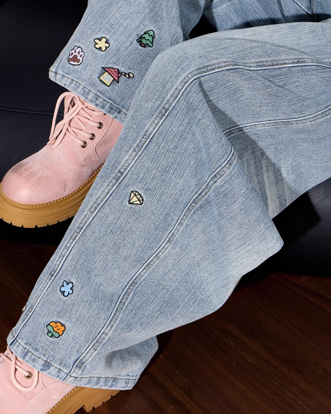 Playful Embroidered Wide Pants