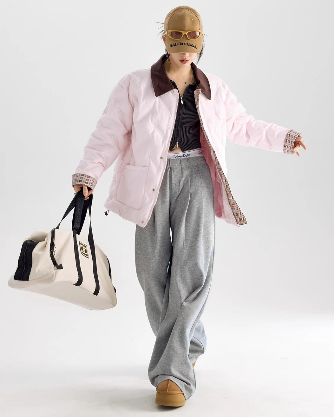 Contrast Collar Padded Jacket