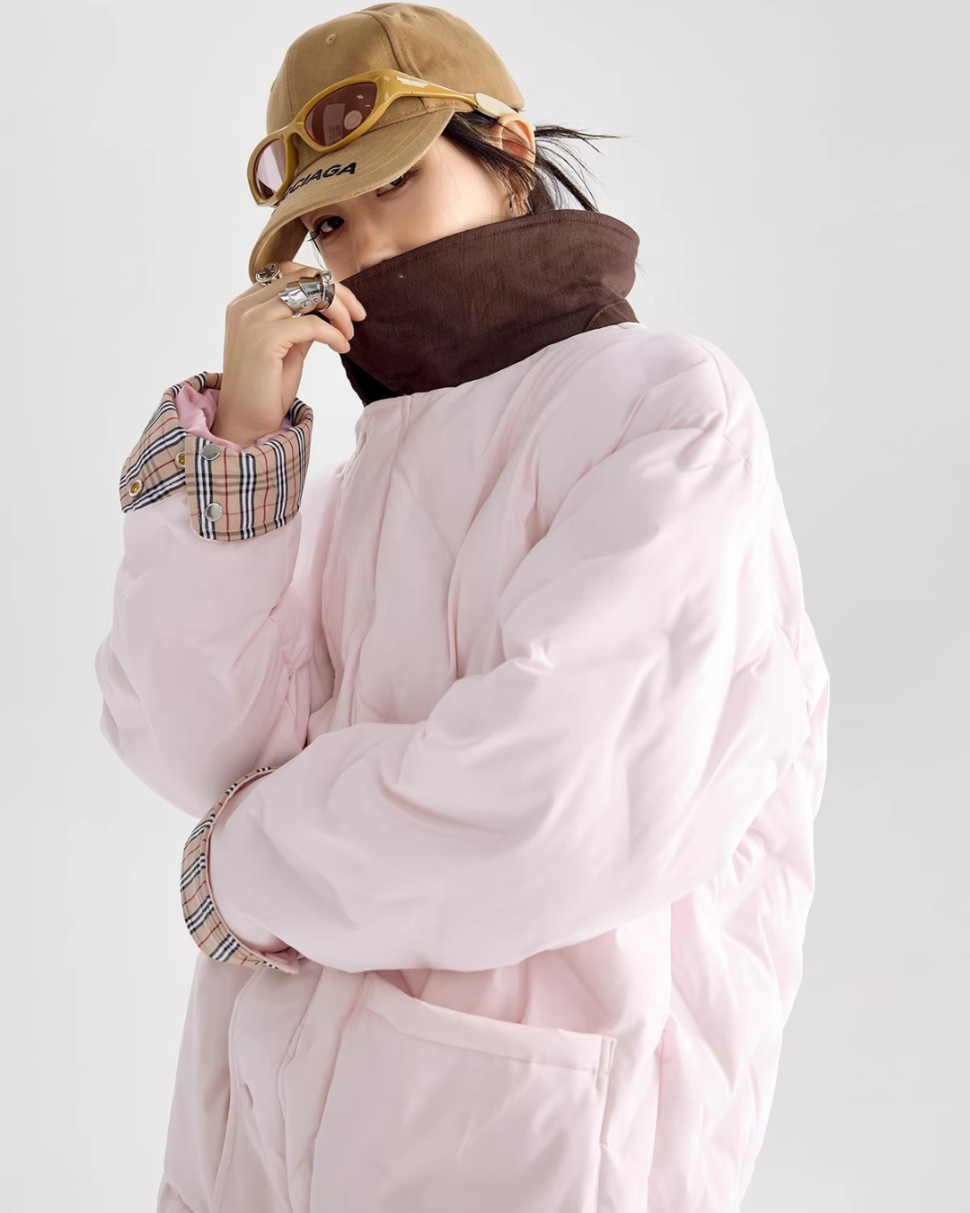 Contrast Collar Padded Jacket