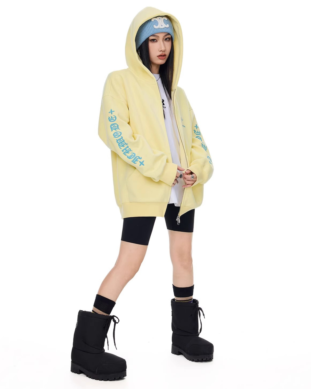 Bold Lettering Zip Hoodie