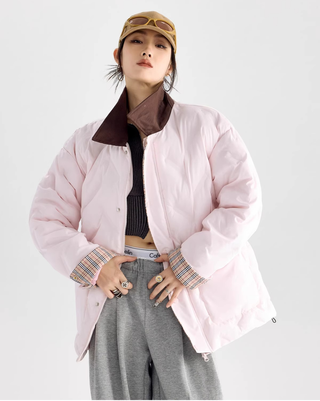 Contrast Collar Padded Jacket