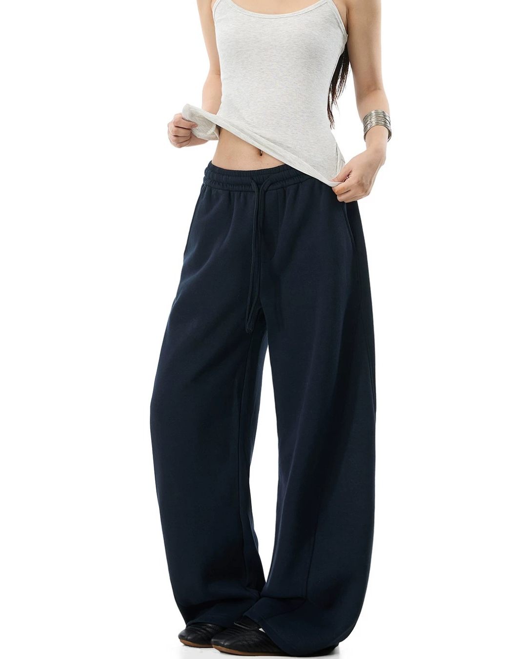 Draped Wide Fit Sweat Trousers