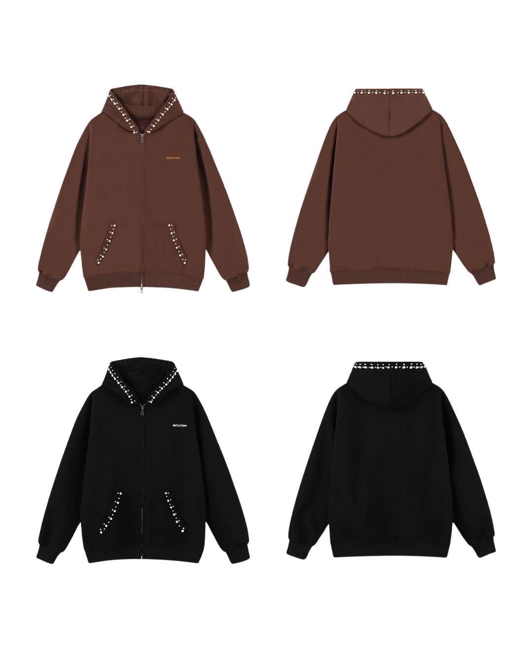 Pearl Trim Zip Hoodie