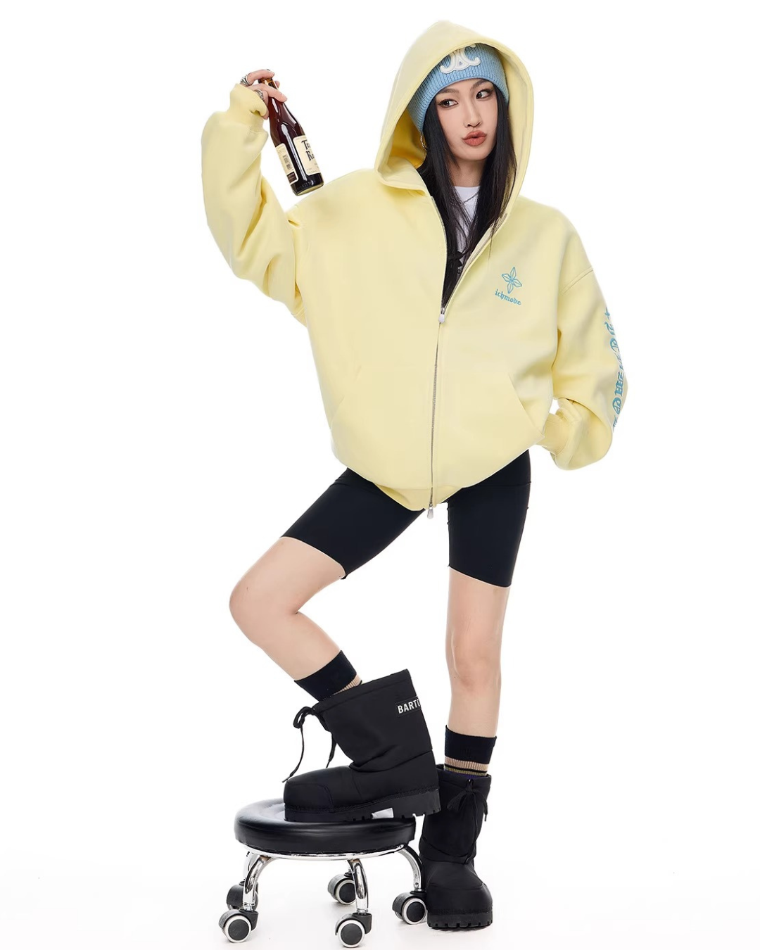 Bold Lettering Zip Hoodie