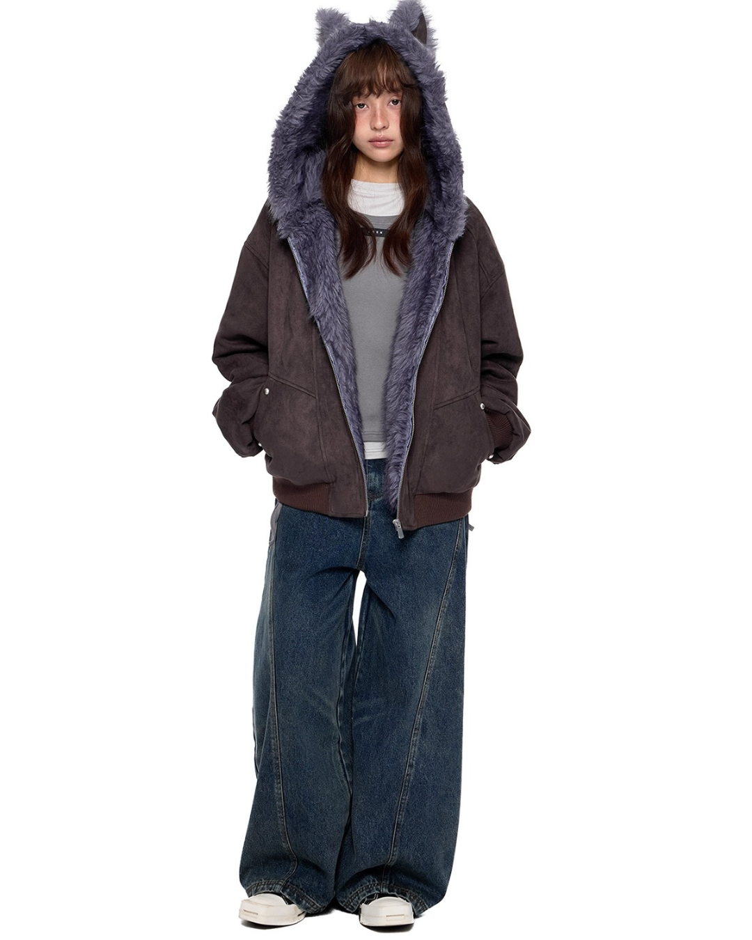 Faux Fur Suede Zip Jacket