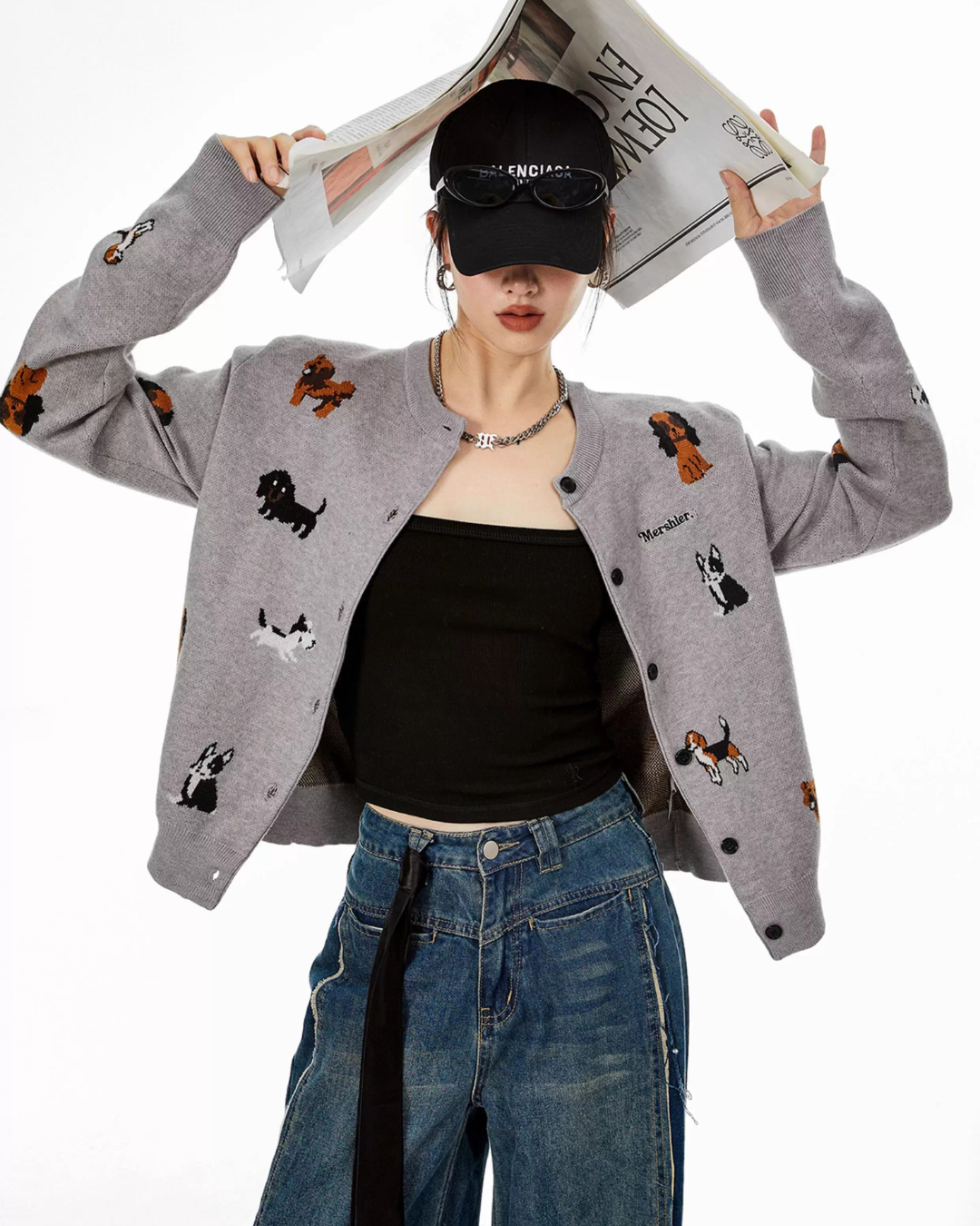 Puppy Graphic Cardigan