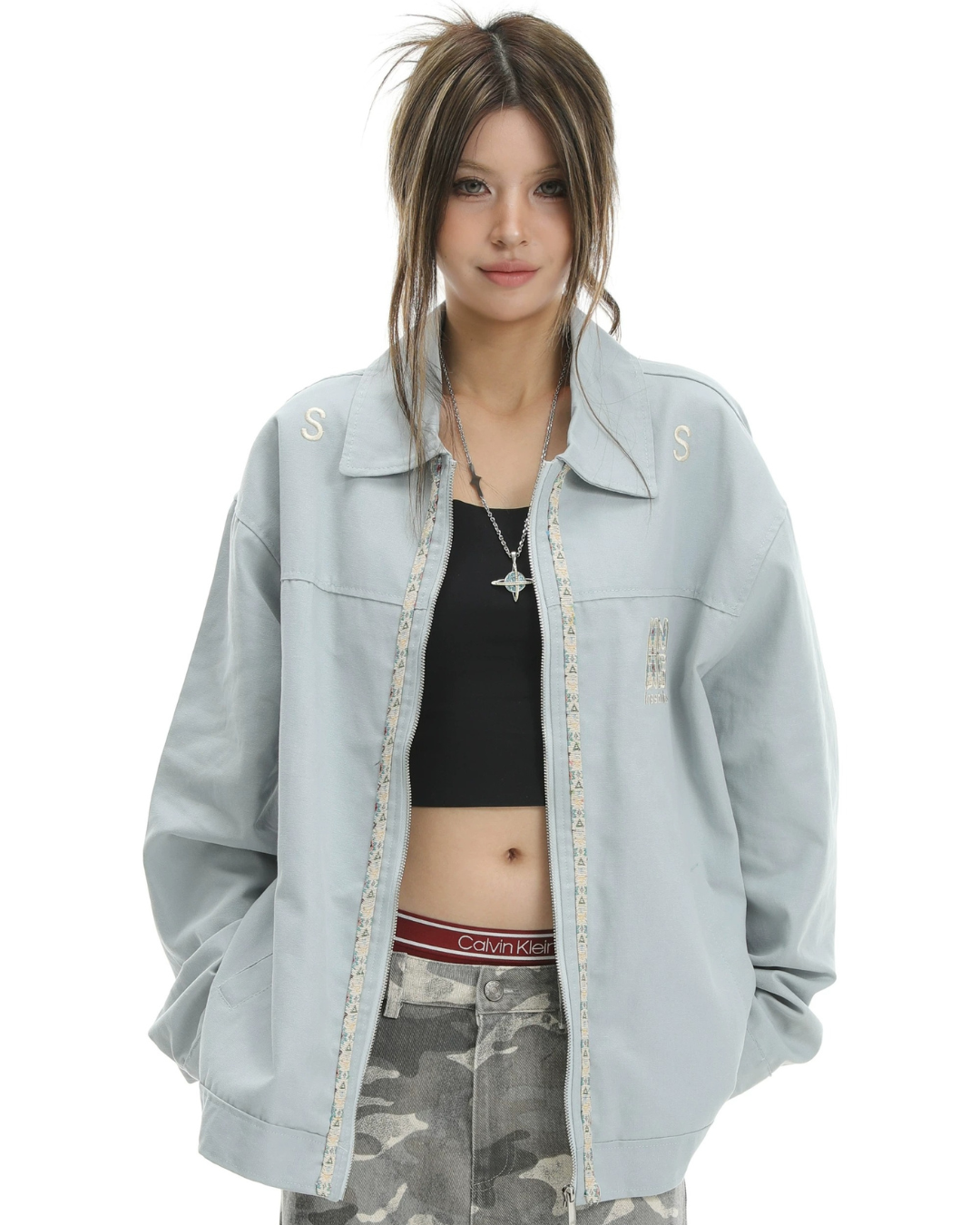 Jacquard Trim Bomber