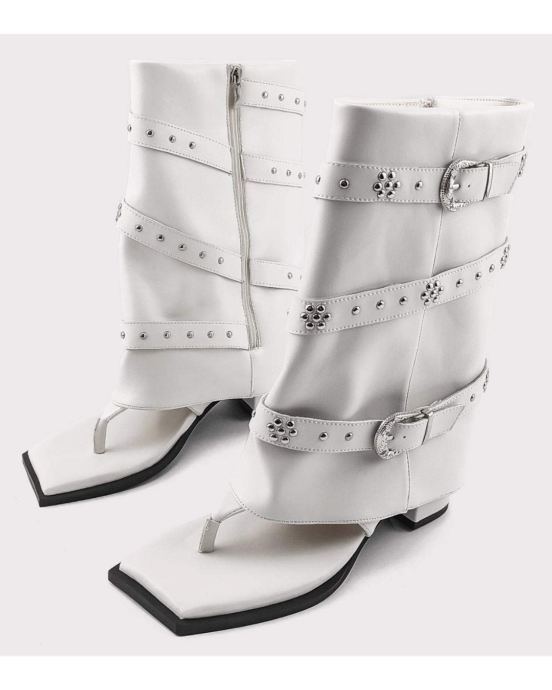 Thong Faux Leather Boots