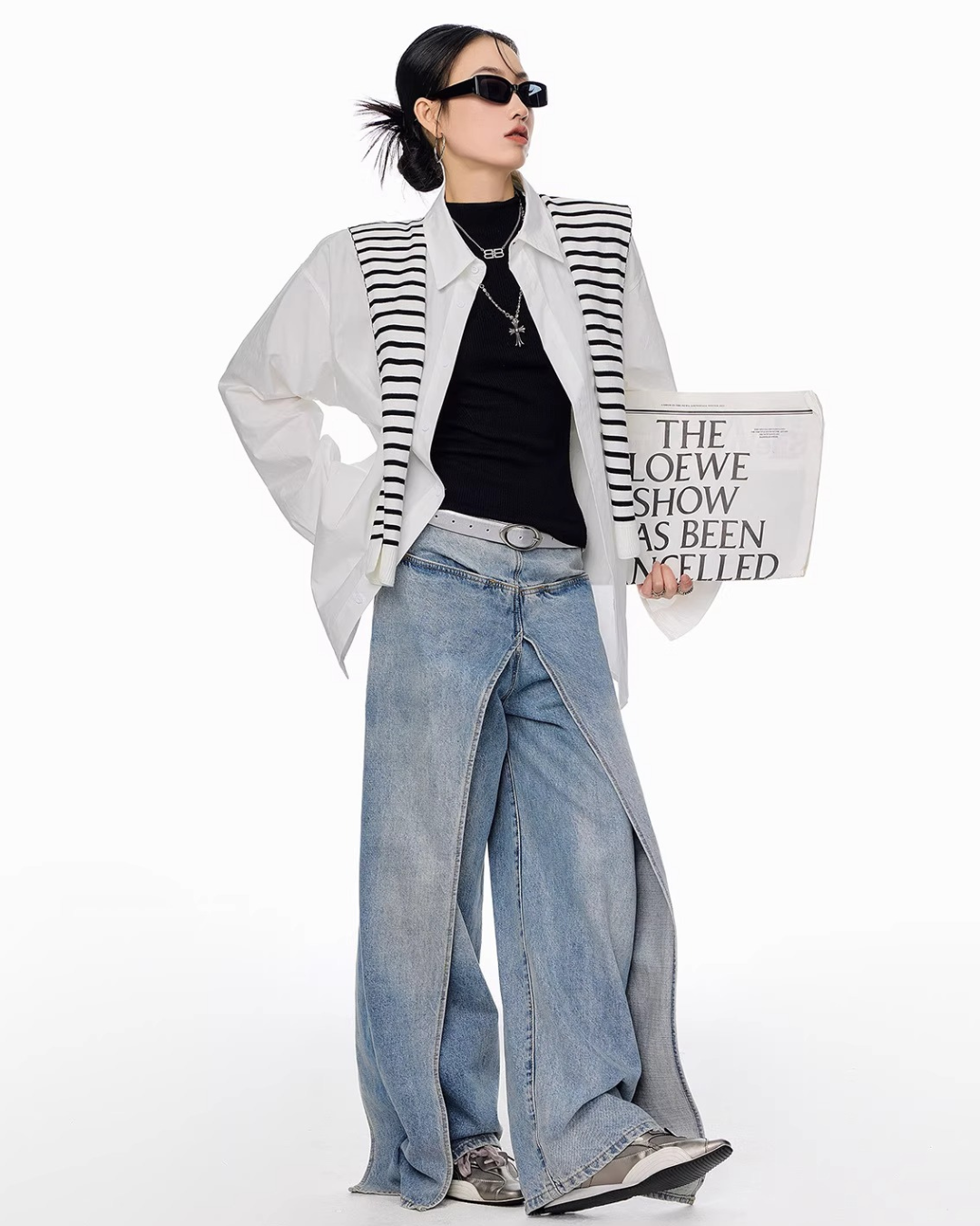 Scarf Set Oversized Shirt